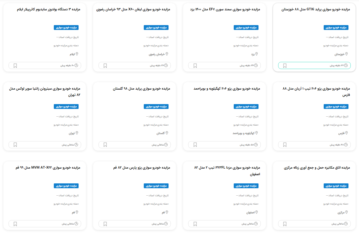 نحوه شرکت در مزایده خودروهای دولتی