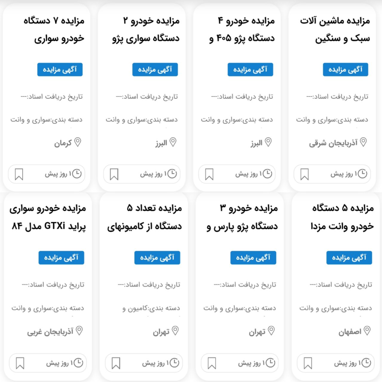 مزایده های خودرو در کشور