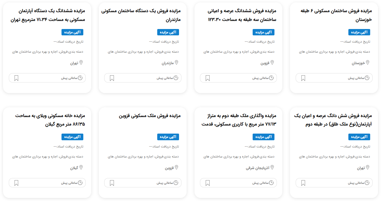 مزایده املاک دادگاه