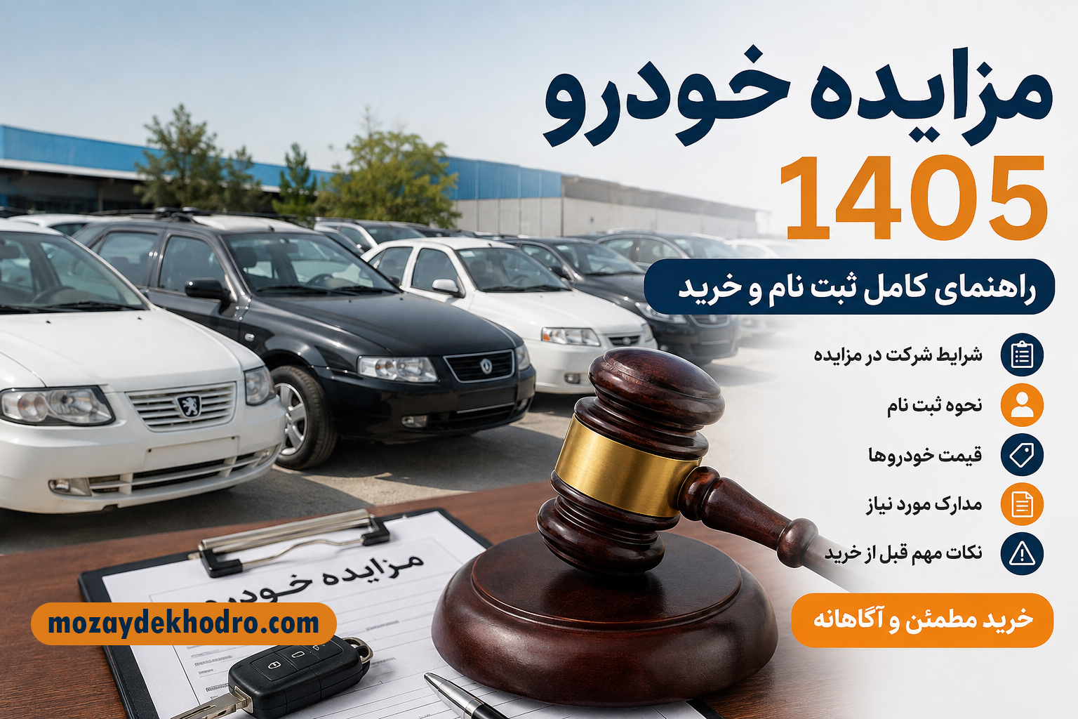 مزایده خودرو ۱۴۰۵؛ راهنمای کامل ثبت‌نام، شرایط شرکت و خرید خودرو مزایده‌ای