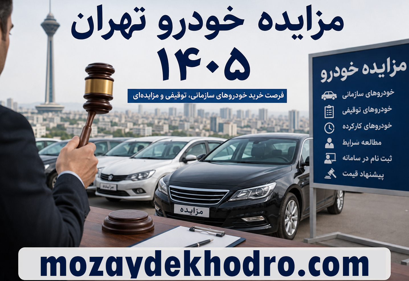 مزایده خودرو تهران ۱۴۰۵؛ راهنمای کامل ثبت‌نام، شرایط و خرید خودرو مزایده‌ای