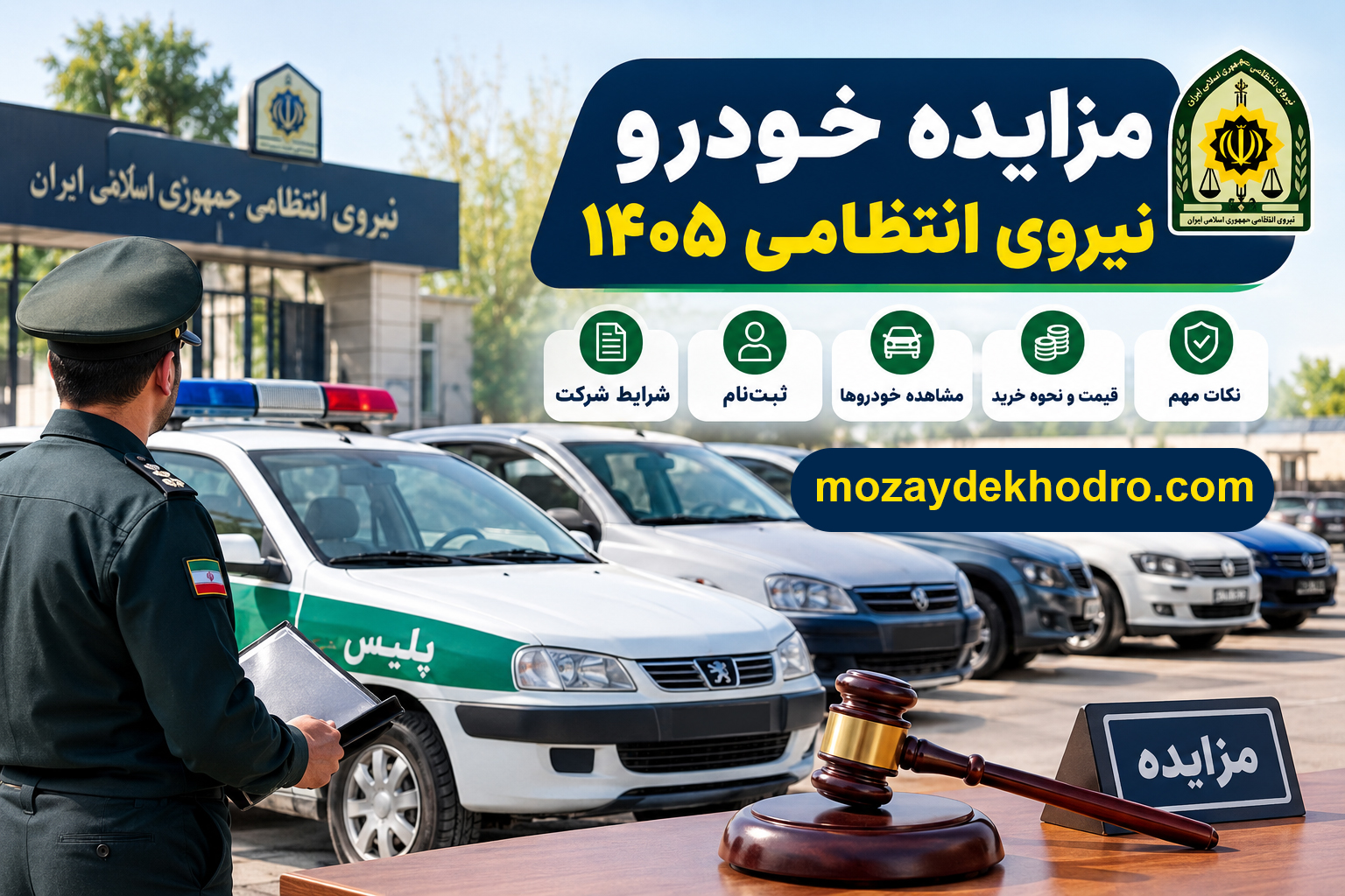 مزایده خودرو نیروی انتظامی ۱۴۰۵؛ شرایط، نحوه شرکت، ثبت‌نام و خرید خودرو