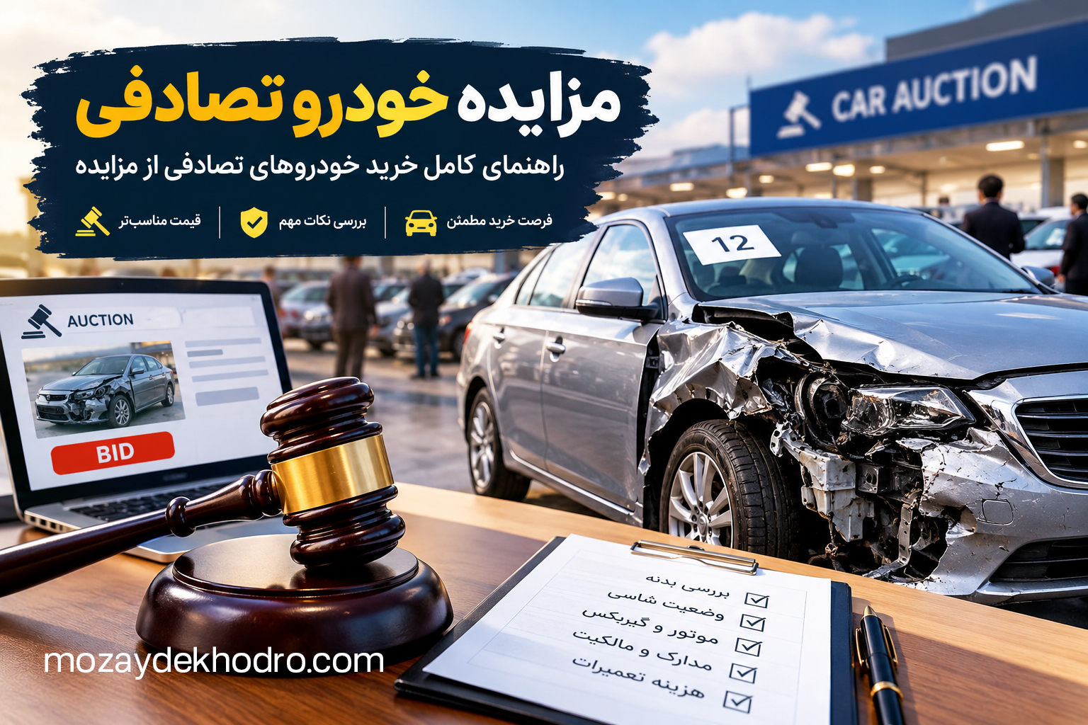 مزایده خودرو تصادفی؛ راهنمای کامل خرید خودروهای تصادفی