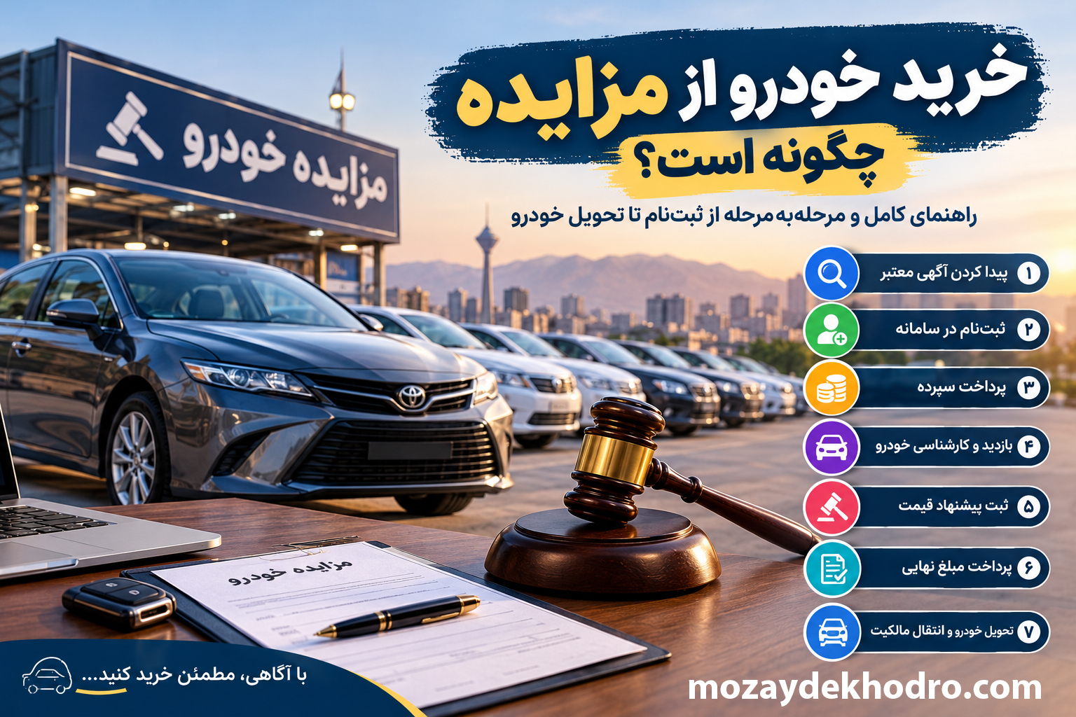 خرید خودرو از مزایده چگونه است؟ راهنمای کامل از ثبت‌نام تا تحویل خودرو