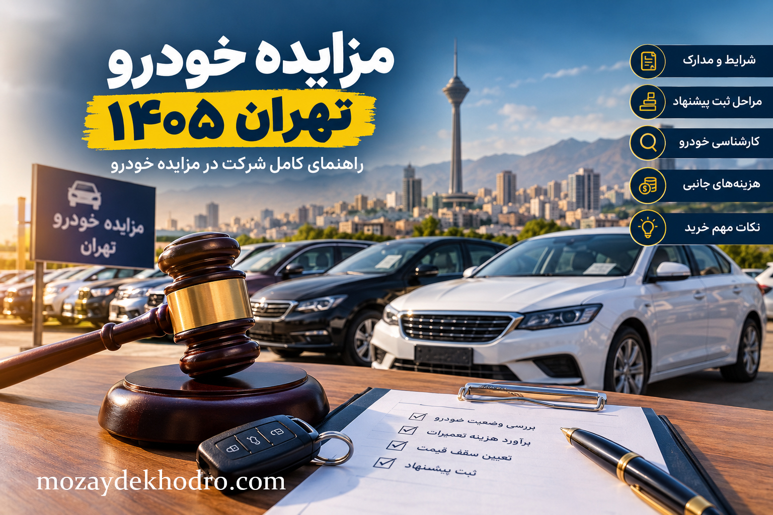 مزایده خودرو تهران ۱۴۰۵؛ راهنمای کامل شرکت در مزایده خودرو